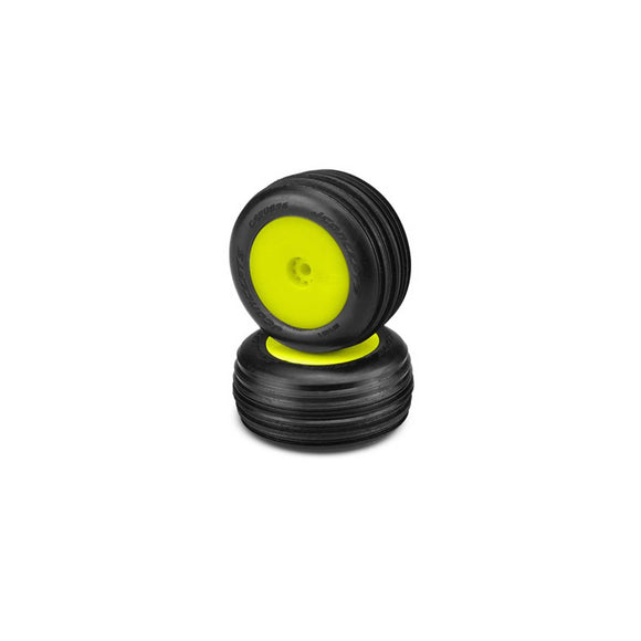 1/16 Carvers Pre-Mounted Mini-T/ Mini-B Tires, Yellow Wheels, Green Compound (2)