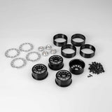 Ultra - 2.0" 12 Spoke Crawler Wheel, Black w/ Silver Chamfer