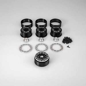 Ultra - 2.0" 12 Spoke Crawler Wheel, Black w/ Silver Chamfer