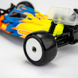 1/16 Smoothie 2 Mini Pre-Mounted Rear 2WD Buggy Tires, White Wheels, Green Compound (2)