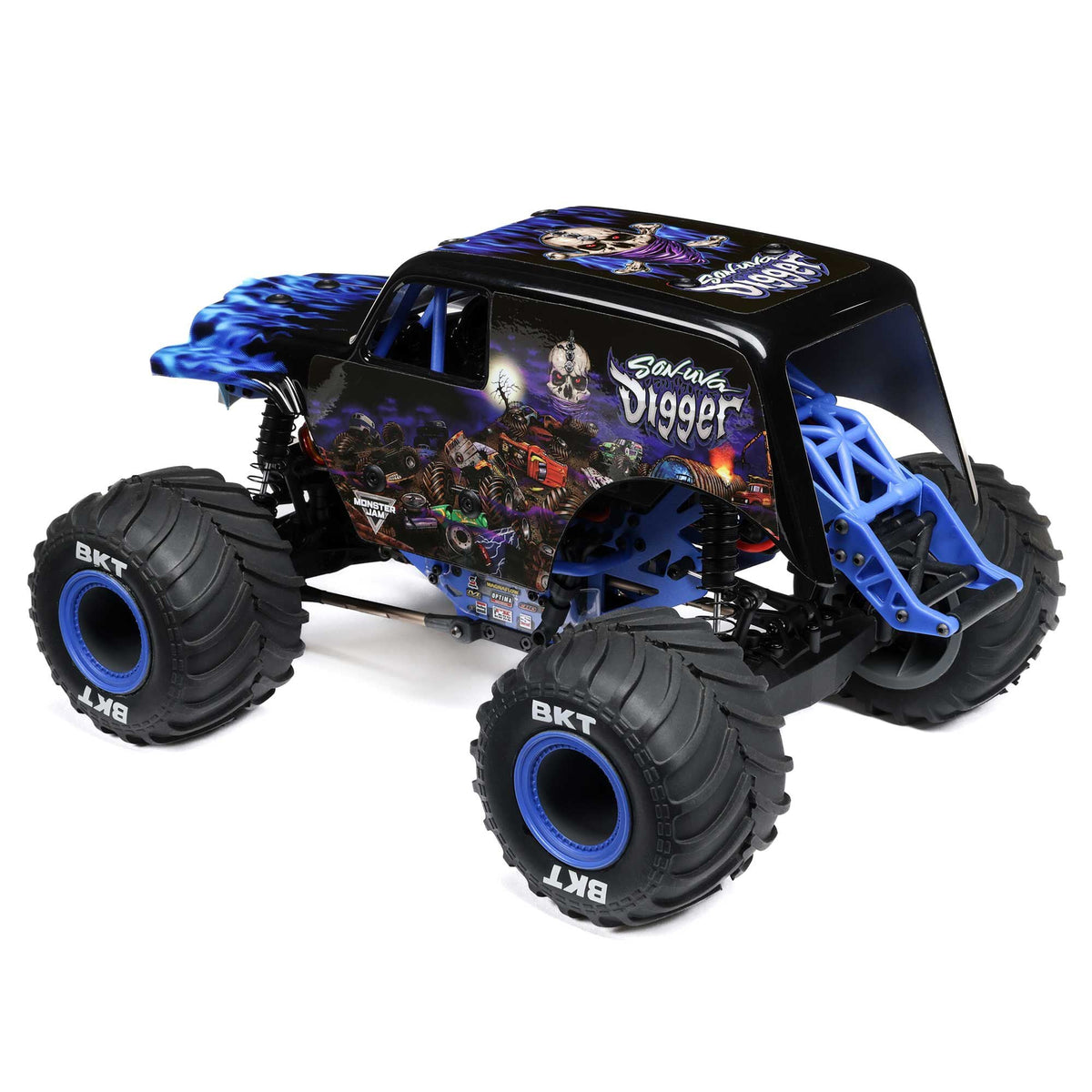 Losi 1/18 Mini LMT Son Uva Digger 2S 4X4 RTR Brushed Monster Truck (Battery & Charger Included), Blue