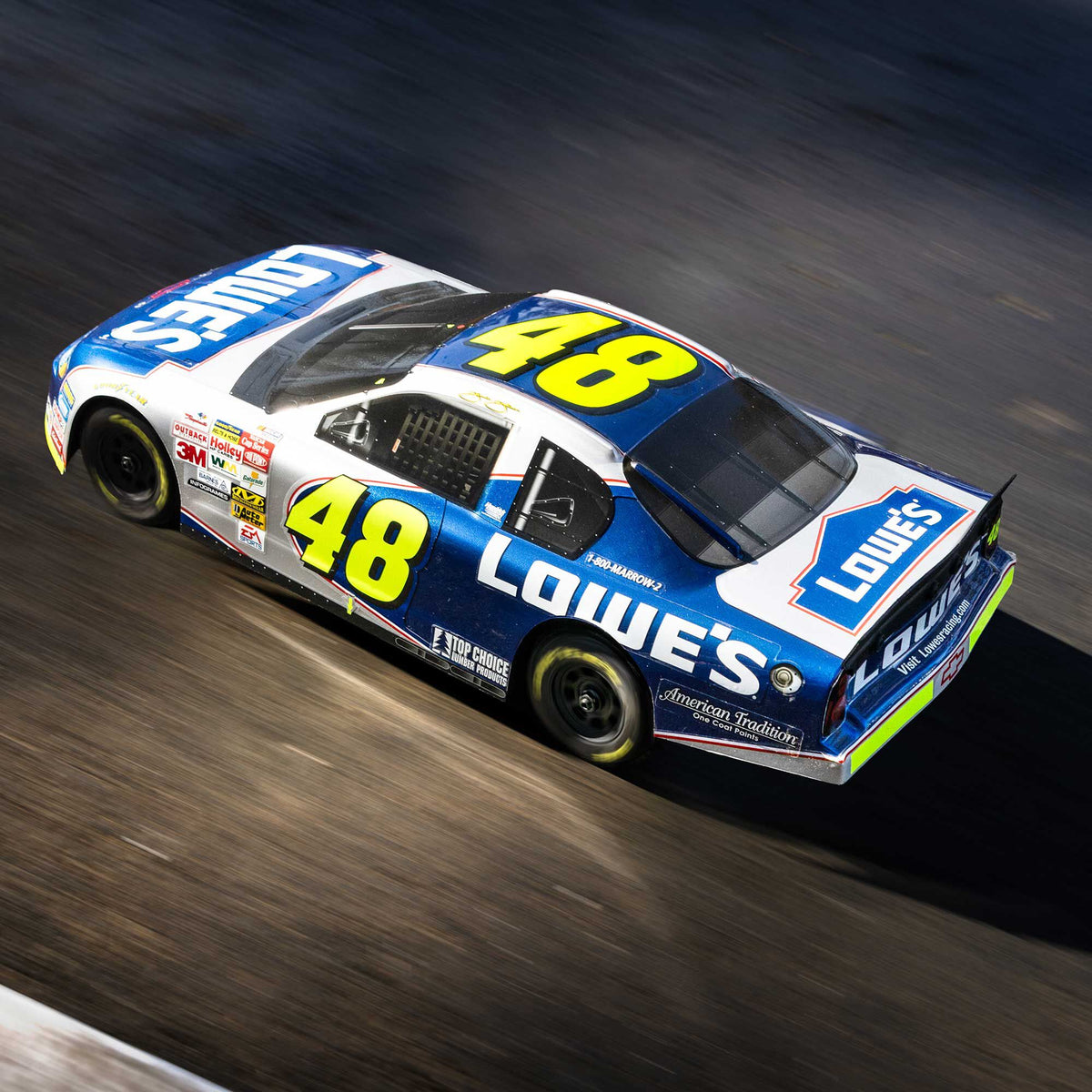 1/12 NASCAR RC Race Car Jimmie Johnson No. 48 Lowes Chevrolet Monte Carlo 2S AWD RTR Brushed On-Road (Battery & Charger Included), Blue