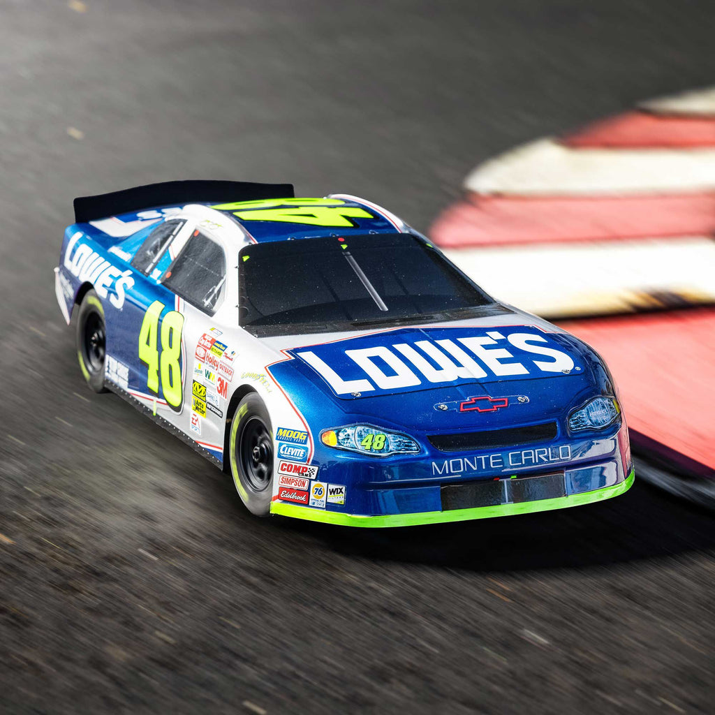 1/12 NASCAR RC Race Car Jimmie Johnson No. 48 Lowes Chevrolet Monte Carlo 2S AWD RTR Brushed On-Road (Battery & Charger Included), Blue