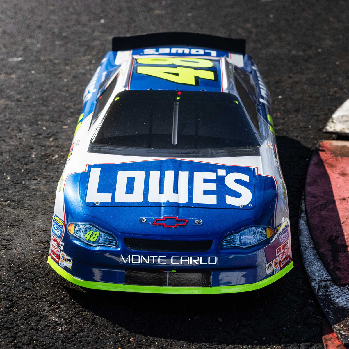 1/12 NASCAR RC Race Car Jimmie Johnson No. 48 Lowes Chevrolet Monte Carlo 2S AWD RTR Brushed On-Road (Battery & Charger Included), Blue