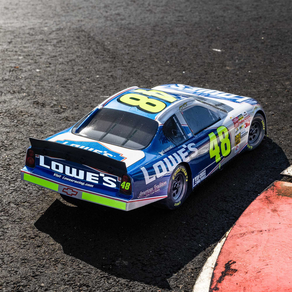 1/12 NASCAR RC Race Car Jimmie Johnson No. 48 Lowes Chevrolet Monte Carlo 2S AWD RTR Brushed On-Road (Battery & Charger Included), Blue