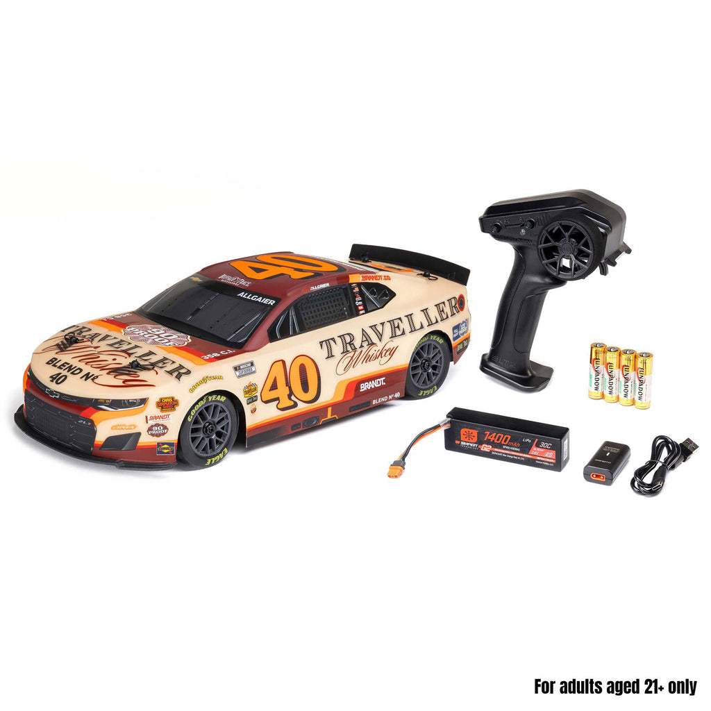 1/12 NASCAR RC Race Car Justin Allgaier No. 40 2026 Traveller Whiskey Chevrolet ZL1 2S AWD RTR Brushed On-Road (Battery & Charger Included)