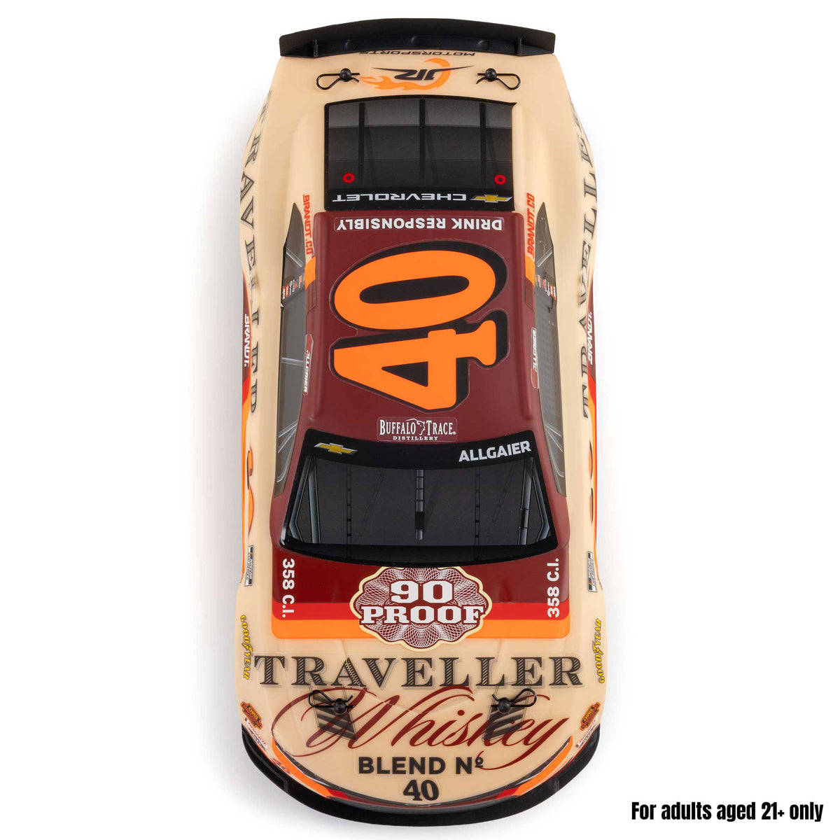 1/12 NASCAR RC Race Car Justin Allgaier No. 40 2026 Traveller Whiskey Chevrolet ZL1 2S AWD RTR Brushed On-Road (Battery & Charger Included)