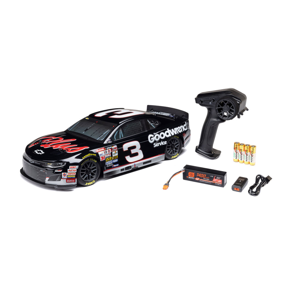 Losi 1/12 NASCAR RC Race Car RCR No. 3 GM Goodwrench Chevrolet ZL1 2S AWD RTR Brushed On-Road (Battery & Charger Included), Black
