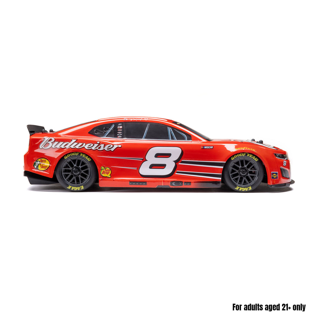 Losi 1/12 NASCAR RC Race Car Dale Earnhardt Jr. No. 8 Budweiser Chevrolet ZL1 2S AWD RTR Brushed On-Road (Battery & Charger Included), Red