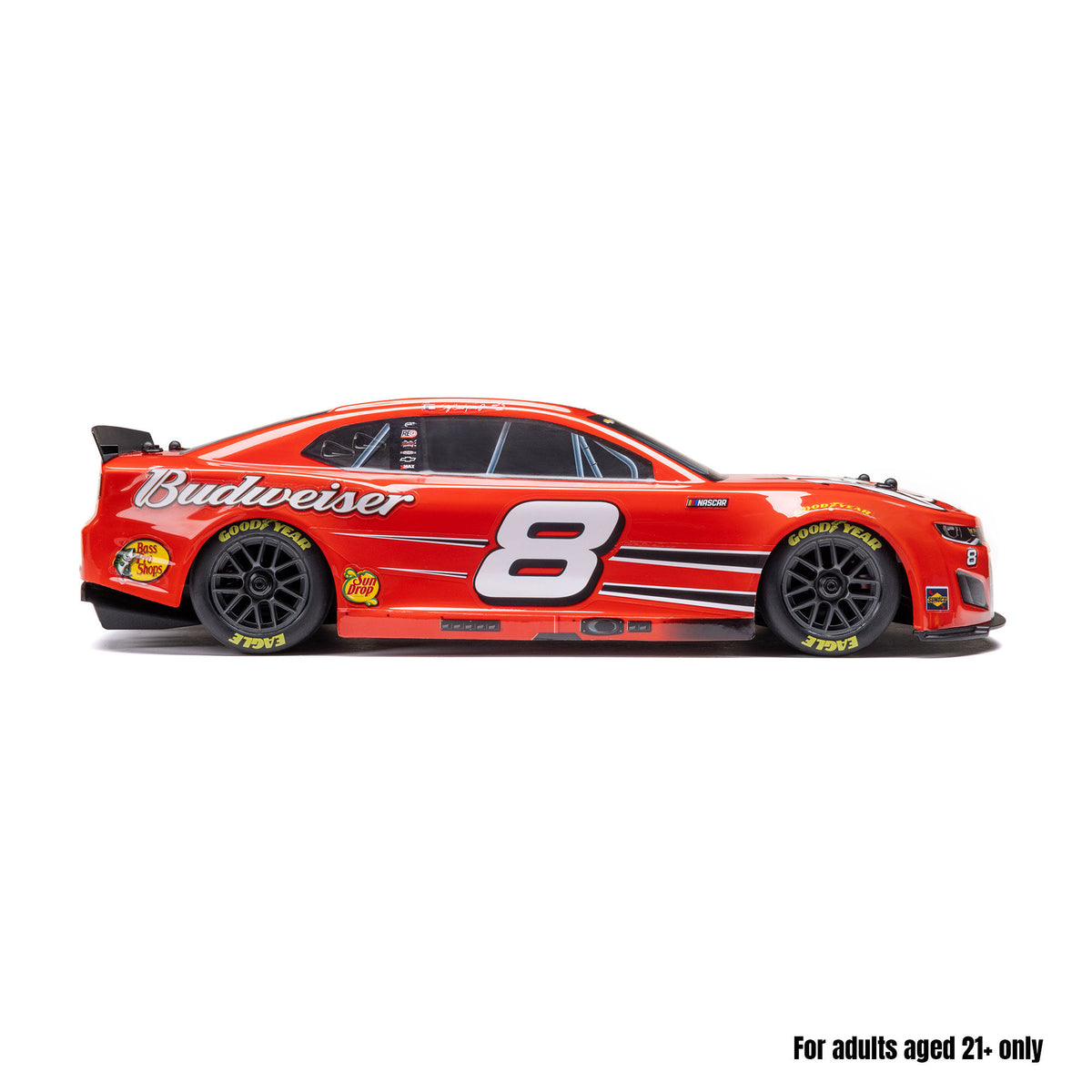 Losi 1/12 NASCAR RC Race Car Dale Earnhardt Jr. No. 8 Budweiser Chevrolet ZL1 2S AWD RTR Brushed On-Road (Battery & Charger Included), Red