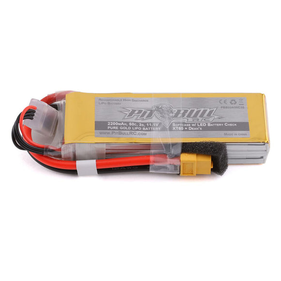Pure Gold 50c 3s 2200mAh 11.1V Softcase Lipo Battery, w/ LED