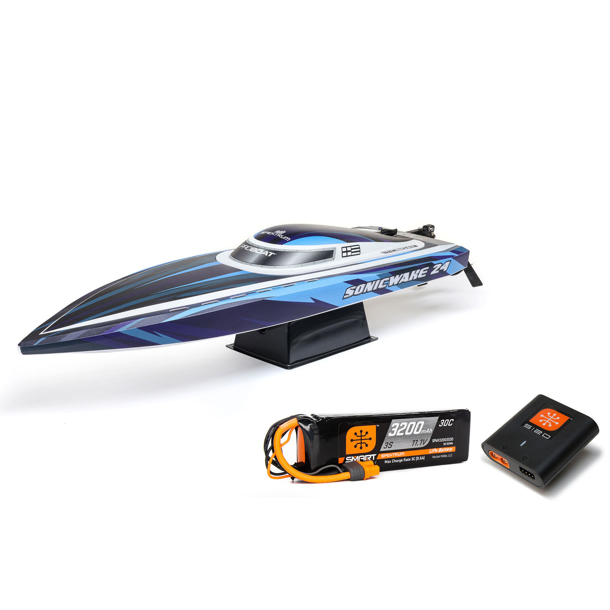 Sonicwake 24" Self-Righting Brushless Deep-V RTR (Battery & Charger Included), Blue