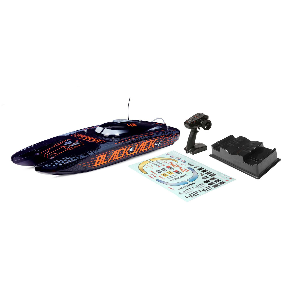 Blackjack 42" 8S Brushless Catamaran RTR, Black/Orange