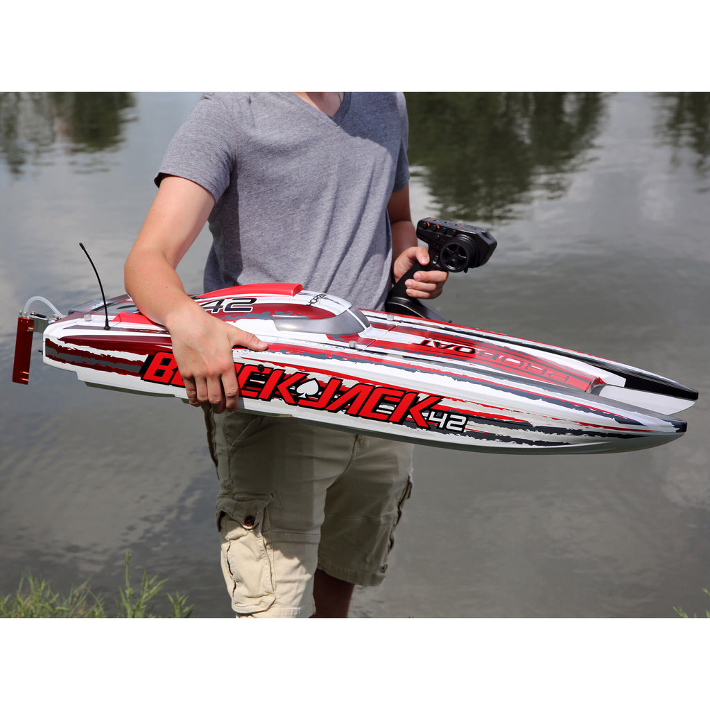 Blackjack 42" 8S Brushless Catamaran RTR, White/Red