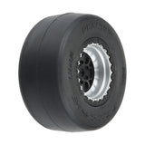 1/16 Reaction Rear Tires MTD 8mm Black/Silver (2): Losi Mini Drag