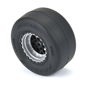 1/16 Reaction Rear Tires MTD 8mm Black/Silver (2): Losi Mini Drag