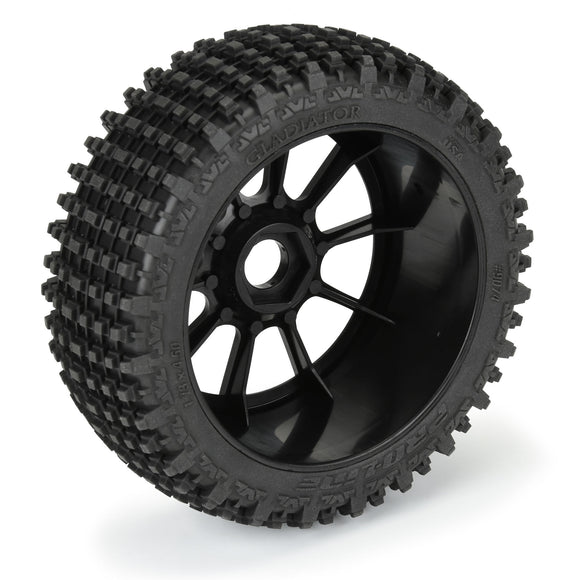 1/8 Gladiator M2 Fr/Rr Buggy Tires Mounted 17mm Black Mach 10 (2)