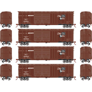 HO PS-1 Double Sliding Door Box Car, RI 'Rocket Freight' #262857 / 262909 / 262952 / 262981 (4)