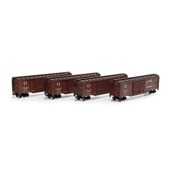 HO PS-1 Double Sliding Door Box Car, Santa Fe 'Super Chief', #10377 / 10384 / 10401 / 10438 (4)