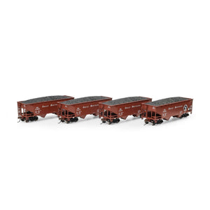 HO 34' 2-Bay Offset Hopper with Coal Load, GN #73308 / 73313 / 73318 / 73323 (4)