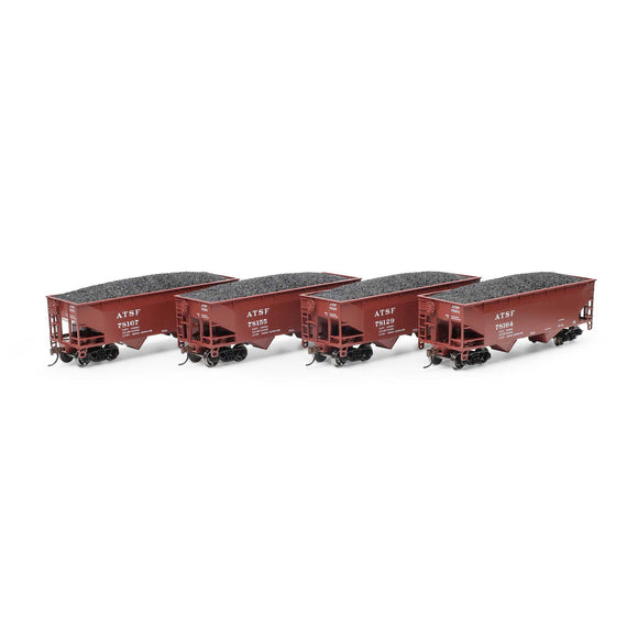 HO 34' 2-Bay Offset Hopper with Coal Load, ATSF #78129 / 78155 / 78164 / 78167 (4)