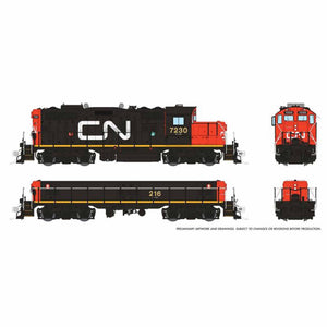 HO GP9rm Locomotive Mother/Slug DCC, CN #7230/216