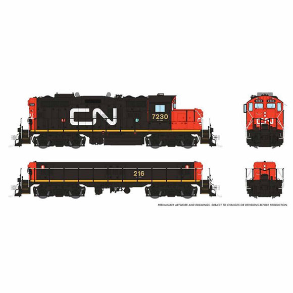 HO GP9rm Locomotive Mother/Slug DCC, CN #7230/216