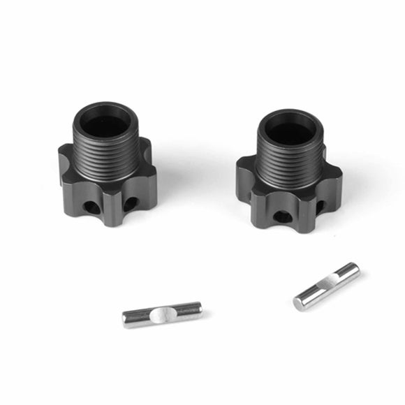 +4mm Gun Metal Annodized Wheel Hubs with Pins (2)