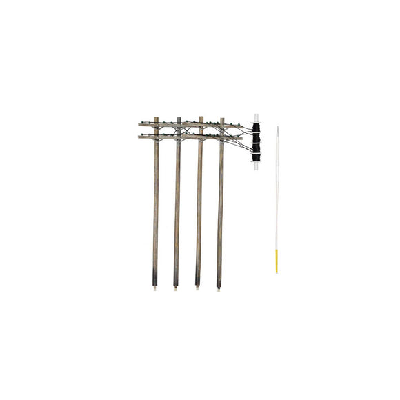 HO Wired Poles Double Crossbar