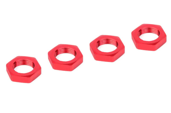Wheel Nut - Serrated - Aluminum - Red - 4