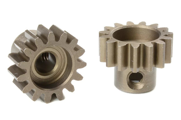 M1.0 Pinion, Short, Hardened Steel, 15 Teeth, Shaft Diamete
