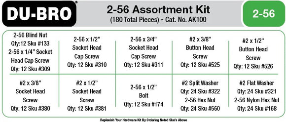 2-56 Hardware Assortment Kit, 180pcs