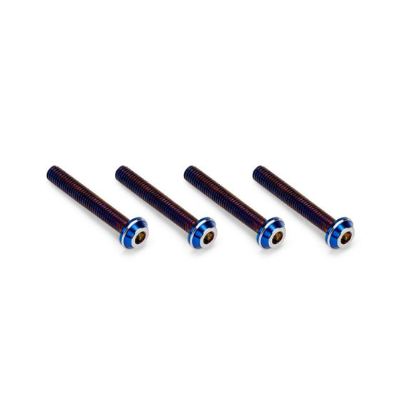 3x20mm Top Hat Titanium Screw, Burnt Blue, 4pc