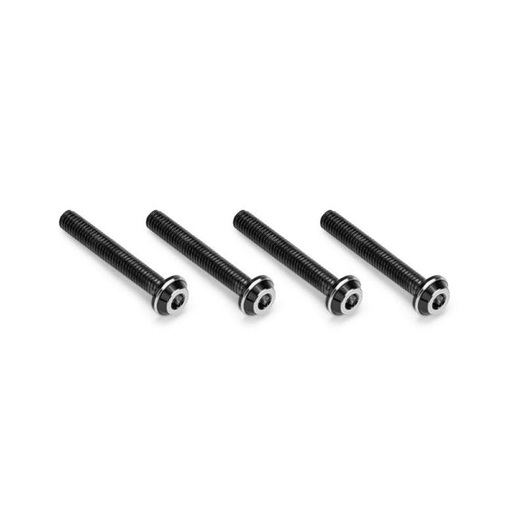 3x20mm Top Hat Titanium Screw, Stealth Black, 4pc