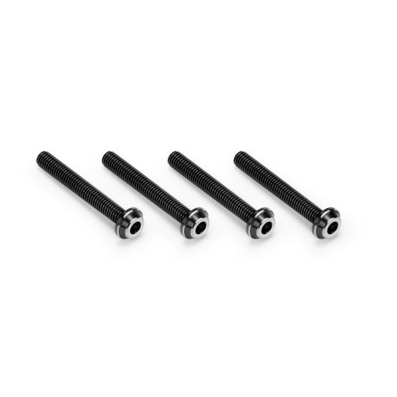 3x22mm Top Hat Titanium Screw, Stealth Black, 4pc