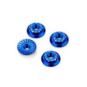 RC10B7 M4 Low-Profile Aluminum Wheel Nut, Blue, 4pc