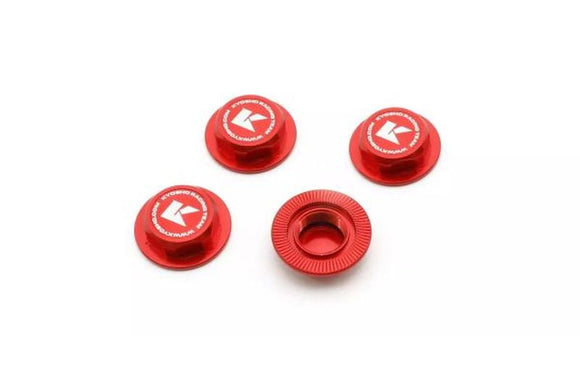 Wheel Nut (Red / 4pcs / Flange Cap / Serration)