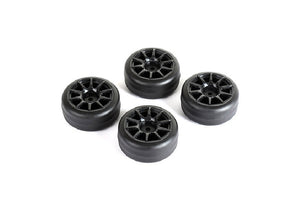 Drift Tires + Wheels 10 Spoke Black +1mm (4pcs), Fits LMX