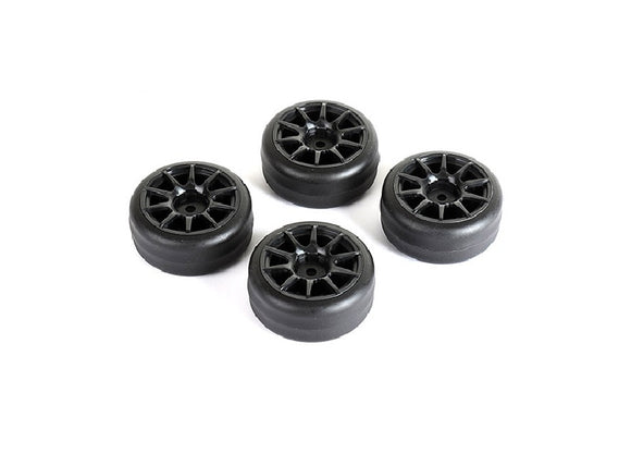 Drift Tires + Wheels 10 Spoke Black +1mm (4pcs), Fits LMX