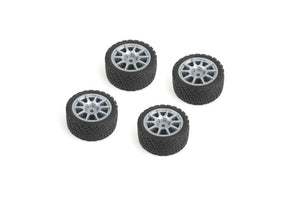 Rally Tires+Wheels 10 Spoke Gray +1mm (4pcs), Fits LMX