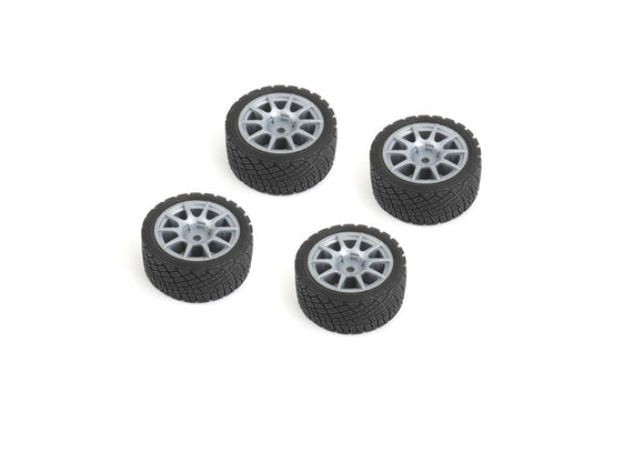 Rally Tires+Wheels 10 Spoke Gray +1mm (4pcs), Fits LMX