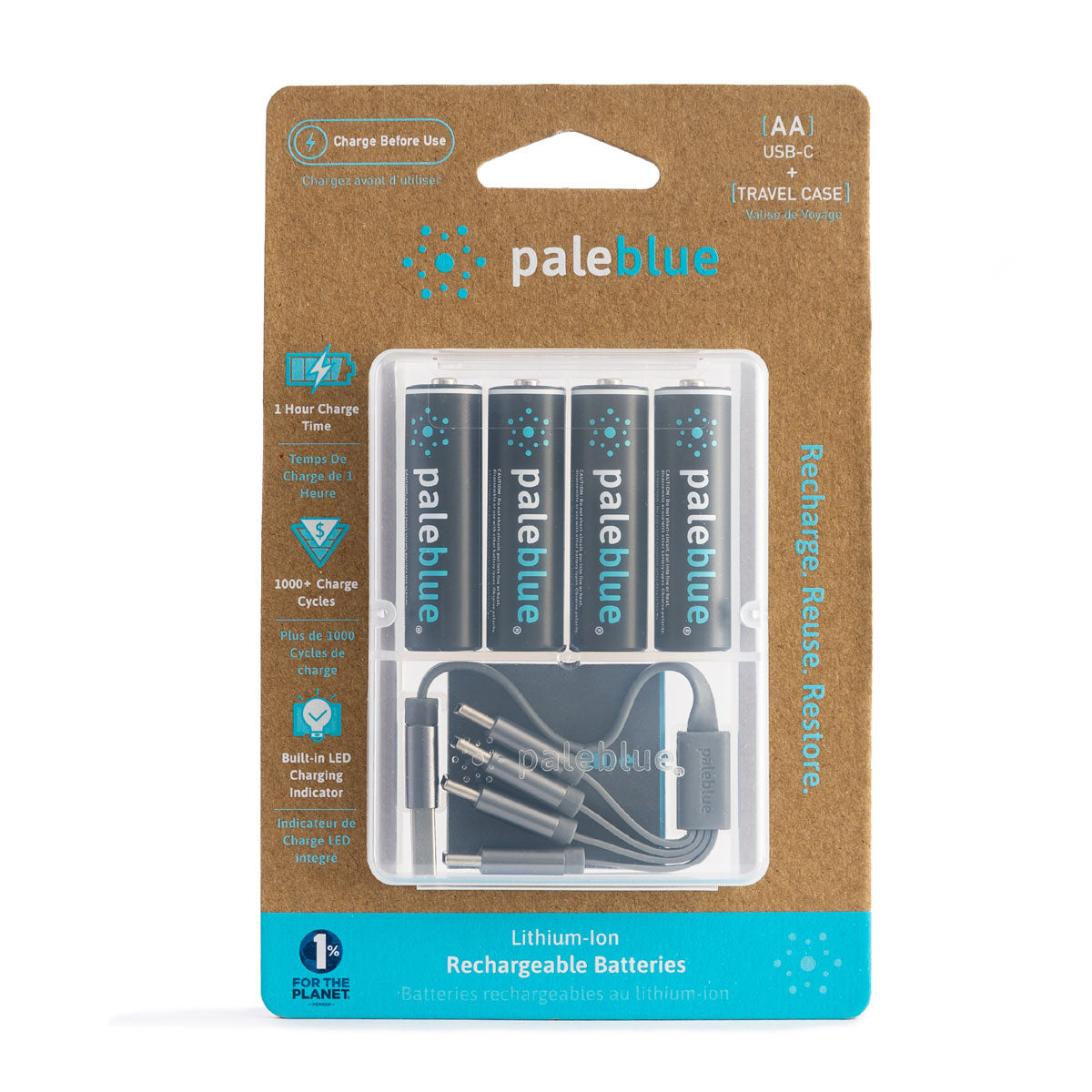 Pale Blue Earth - Pale Blue Lithium Ion Rechargeable AA Batteries 4pk