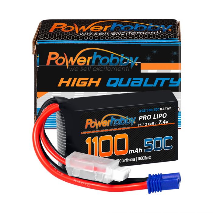 Power Hobby - 2S 1100mAh 50C LiPo Battery w/ EC2 Plug: Losi Mini-T/B, JRX2