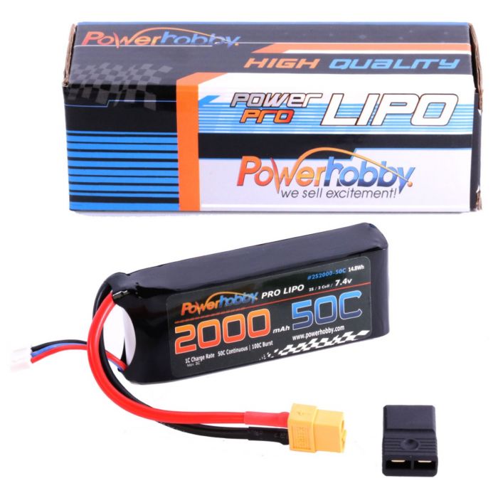 Power Hobby - 2S 7.4v 2000mAh 50C LiPo Battery w/ XT60 Plug + Traxxas