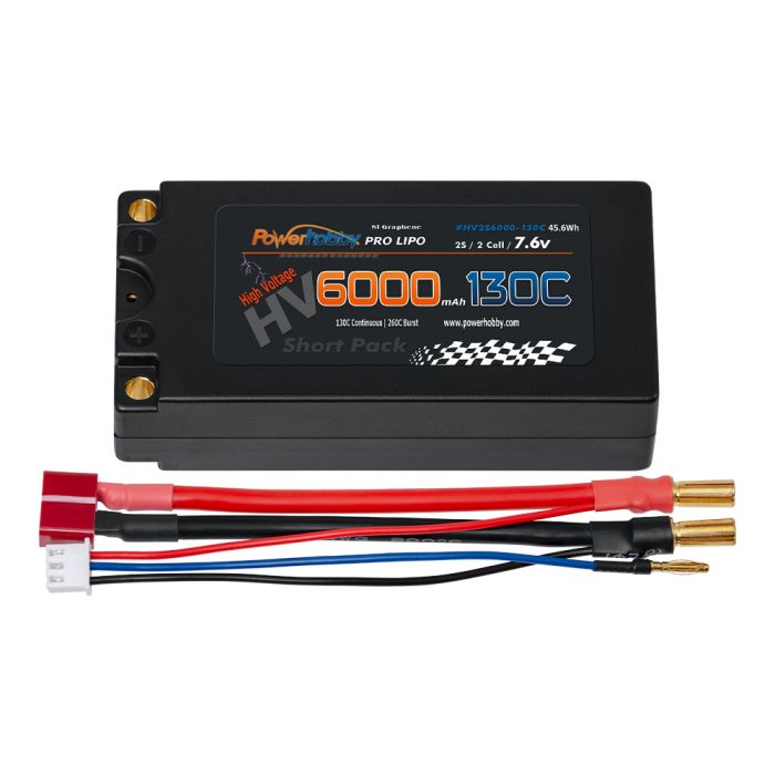 Power Hobby - 2S 7.6V 6000mah 130C HV + Graphene Shorty Lipo Battery