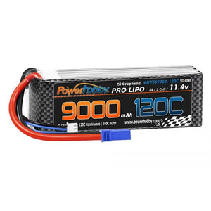 3S 11.4V 9000mah 120C GRAPHENE + HV Lipo Battery w EC5 Plug