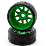1/8 GT Beast Belted Mounted Tires 17mm Medium Green Wheels