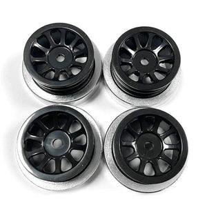 1.0" Wagon Wheels, Black, Fits Tetra 1/18 4x4 (4pcs)