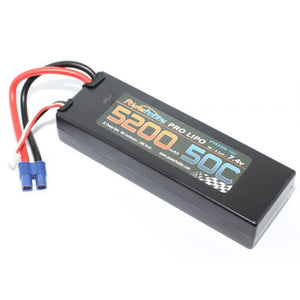 Power Hobby - 2S 7.4V 5200mAh 50C LiPo Battery Pack with EC3 Plug, Hard Case