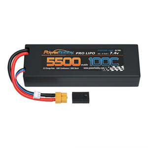 Power Hobby - 2S 7.4V 5500MAH 100C Lipo Battery w XT60 +  Plug Adapter